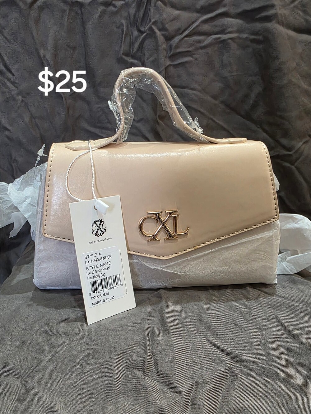Christian Lacroix Nude Top-Handle Crossbody with Gold Logo
